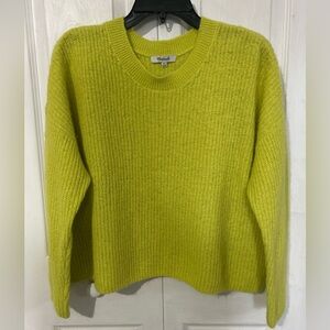 Madewell Bright Yellow green Crew Neck crop Sweater size XL